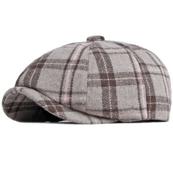 

berets ht3748 antumn winter hat men women beret vintage plaid octagonal newsboy cap artist painter wool beret hat male female beret cap z061, Blue;gray