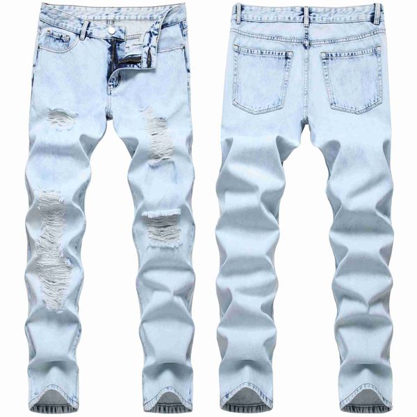 

men's jeans new fashion hole baby blue design
