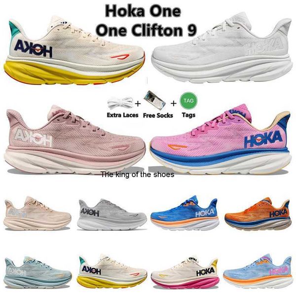 

2023 hoka one clifton 9 running shoes triple black white airy blue coastal sky harbor mist peach whip shifting sand cyclamen sweet lilac men