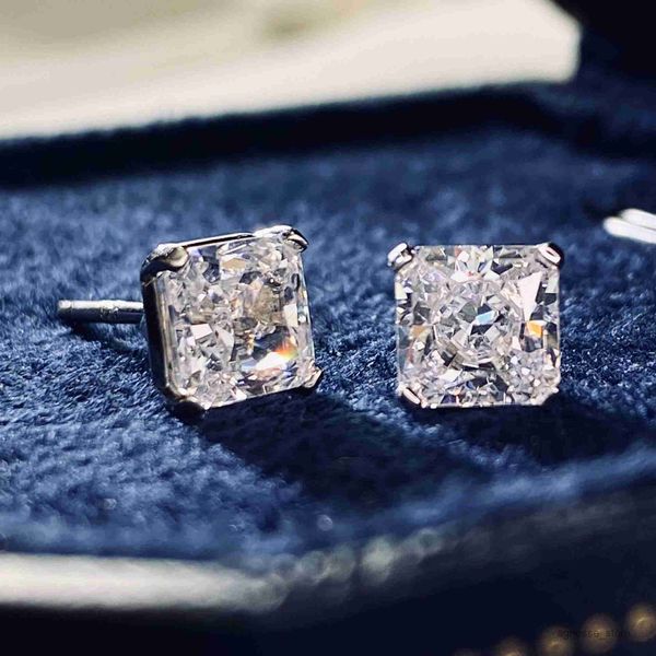 

stud cut stud earring real sterling jewelry engagement wedding earrings for women men r230616, Golden;silver