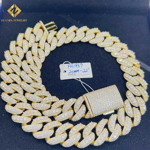 

iced out 20mm silver 925 chain vvs moissanite cuban link chain