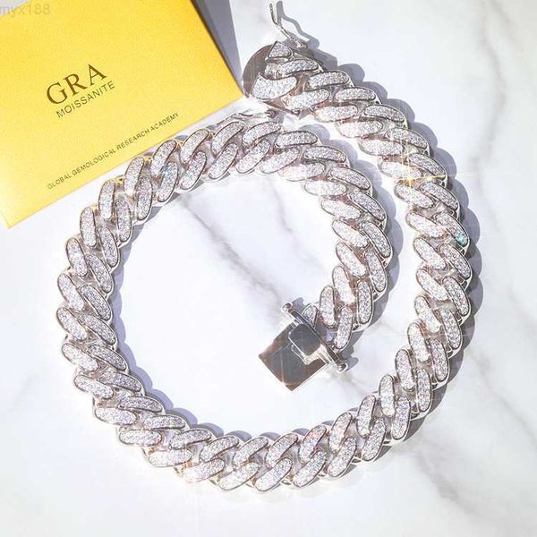 

handmade solid sterling silver vvs gra certificate moissanite diamond cuban link chain for men's hiphop jewelry