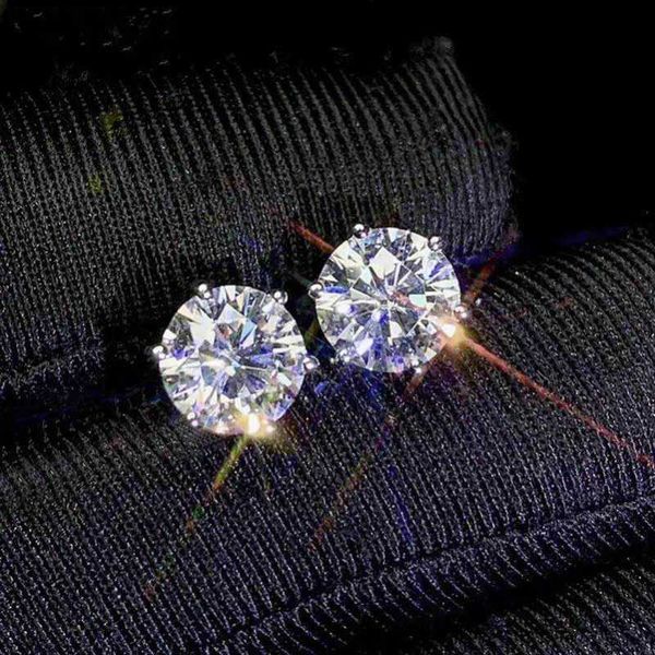 

stud classical luxury jewelry pure sterling 6mm round cut white z solitaire women wedding bridal stud earring gift r230616, Golden;silver