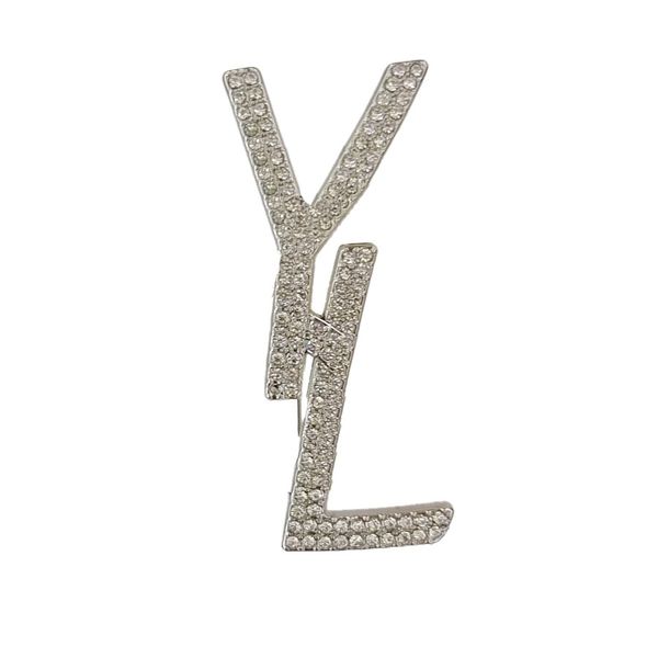 

designer pins brooches vintage copy fashion yl have s letter stamp pearl luxury women monogram brooch brand vintage style romantic couple gi, Gray