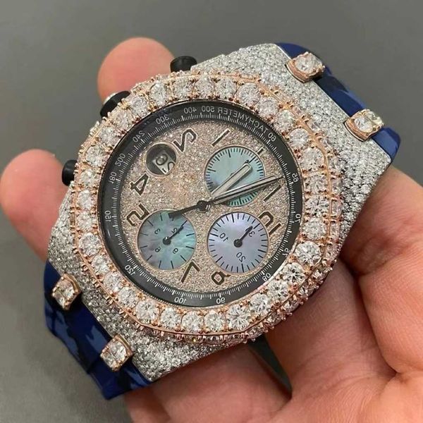 

20232023other watch wristwatch luxury jewelry vvs iced out watch vvs1 diamond 2 ton gold color mechanical watch hip hopa931u1pf, Silver
