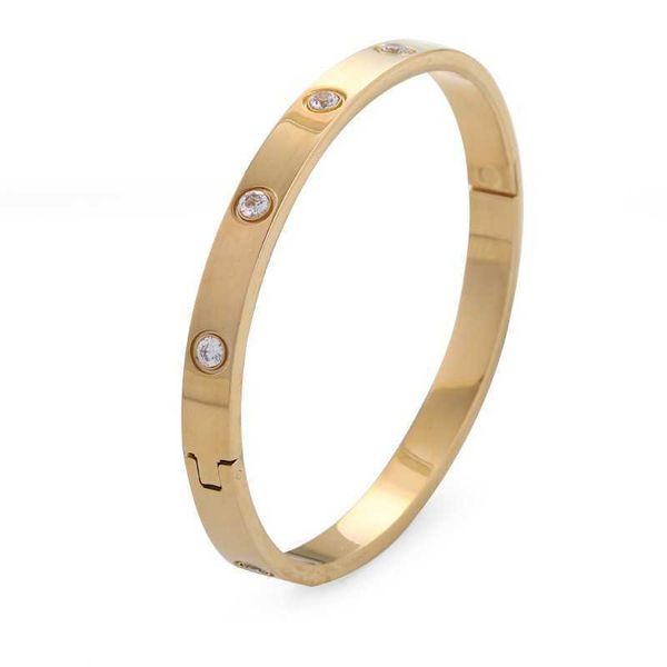 

original card ten diamond zircon stainless steel bracelet classic fashion buckle titanium women's rose gold0emv, Black