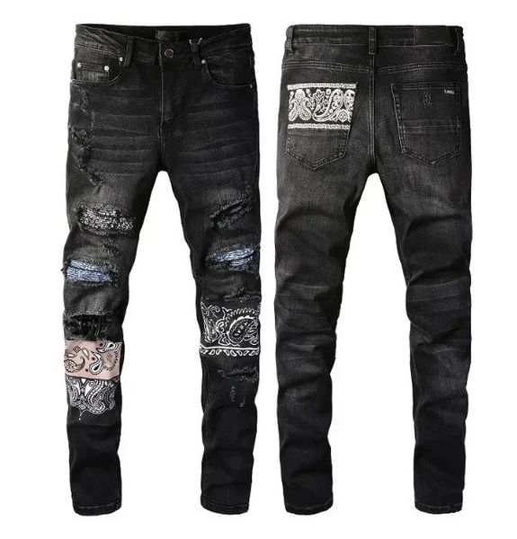 

jeans designer stack jeans european purple jean men embroidery quilting ripped for trend vintage pant62, Blue