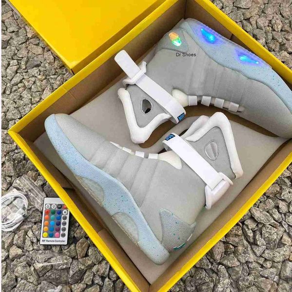 

air mag back to the future fashion sneakers mens women outdoor shoes led lighting outdoor trainers with box, Black