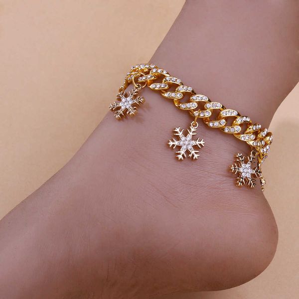 

anklets bling ice out cuban link snowflake anklets for women wholesale chunky men crystal punk hip hop barefoot sandals summer anklet 230608, Red;blue