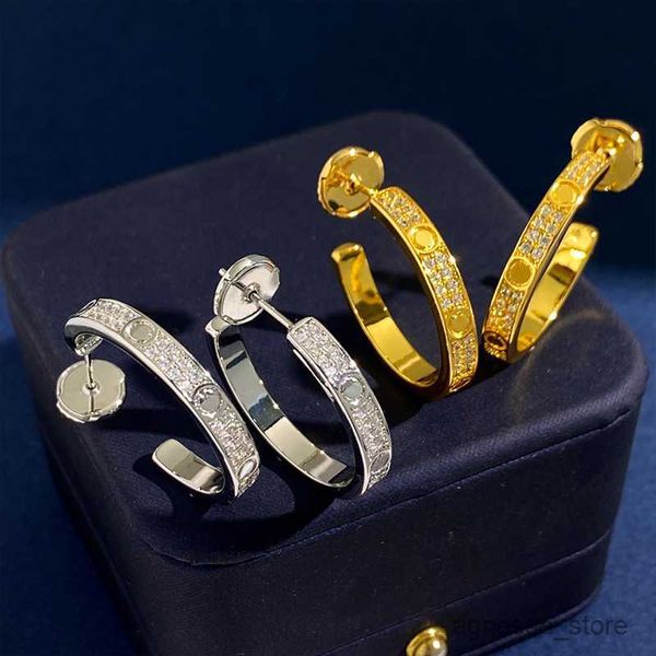 

stud luxury big stud earrings for women full shining letters rings earring jewelry r230616, Golden;silver