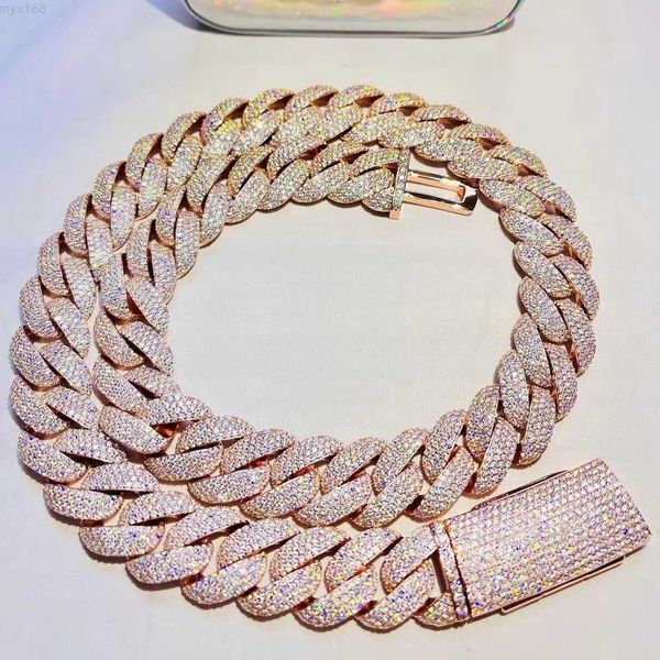 

fine jewelry hip hop gold plated 925 sterling silver vvs moissanite diamond iced out miami cuban link chain necklace for men