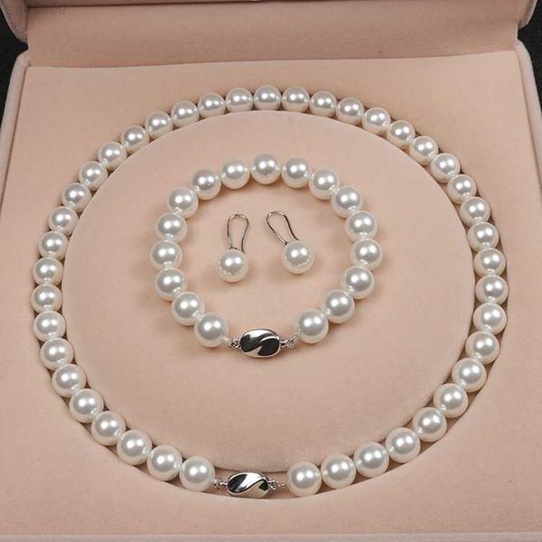 

wholesale fashion 10 mm white pearl jewelry sets gift for mother's day, Silver