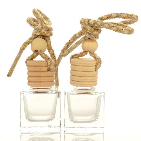 

2021 10ml hanging car perfume pendant bottle empty transparent glass auto ornament essential oils diffuser automobiles bottles
