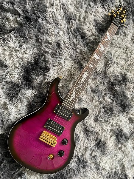 

chinese prs electric guitar purple color flame maple gold hardware 6 strings