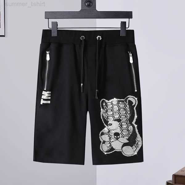 

designer beach shorts men crystal skull drawstring relaxed homme lovers black fashion clothes print man women summer casual running man shor, White;black
