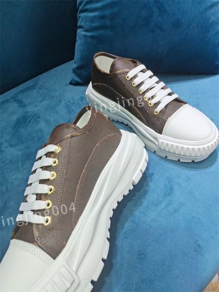 

luxury designer sneakers timeout women casual shoes lady calfskin white pattern shoes retro styles classical quality, Black
