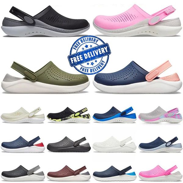 

classic croc literide 360 clog designer sandals for men women sliders slides pink slippers beach shoes slip-on clogs outdoor sandal mens wom, Black