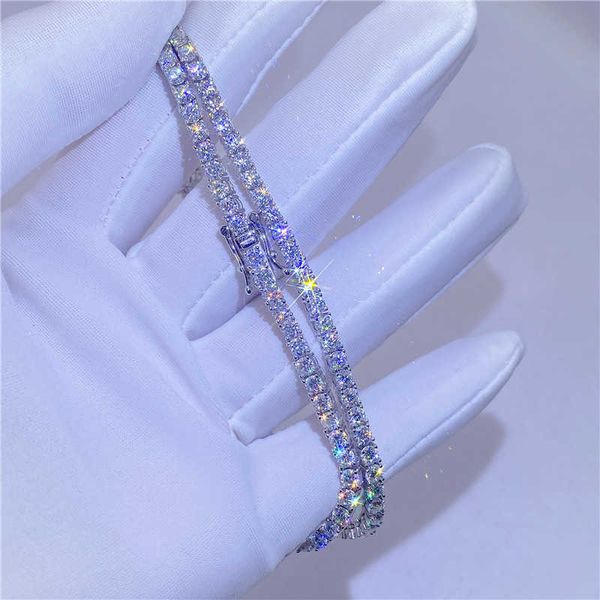 

925 silver hip hop single row solitaire bracelet 2mm vvs moissanite tennis