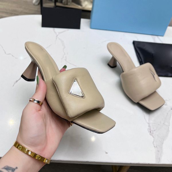 

designer luxury sandals for women triangle brand slingback heels style peep toe outdoor formal office party vintage sandal leather high heel, Black