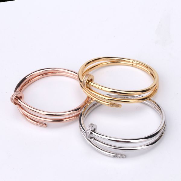 

sliver gold love bracelet nail bangle bracelet diamonds chain designer for women men couple designer wedding party thanksgiving valentine gi, Black