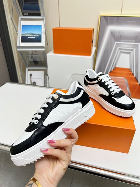 

2023 the new women mens casual shoes fashion flowers genuine leather patchwork trainers sneakers 0614, Black