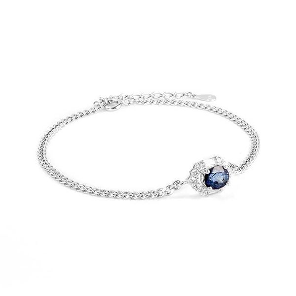 

sterling silver 925 women fasion natural sapphire gemstone jewelry tennis bracelet