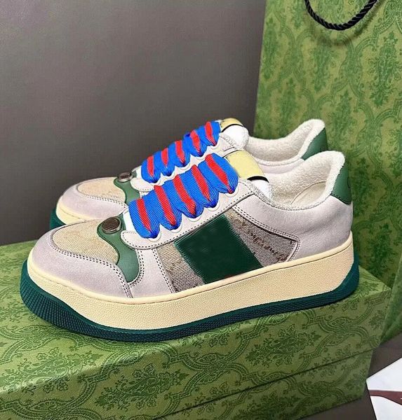 

summer men women screener sneakers shoes with crystals striped retro leather 1970s platform trainers bi-color flatform sole couple skateboar, Black