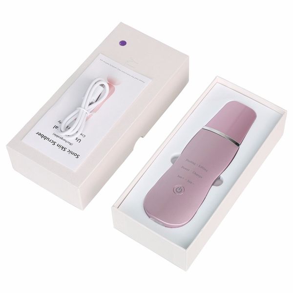 

2021 24khz ultrasonic ion skin scrubber rechargable facial peels beauty device blackhead removal exfoliator face lift beauty device