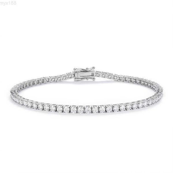 

gra certificate beautiful bling s925 bracelet and necklace wide 3mm tennis chain with vvs d color moissanite, Silver