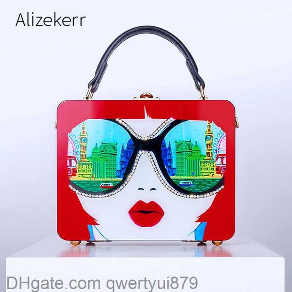

totes cartoon printing acrylic box clutch bag women 2022 girls pattern rhinestone purses and handbags luxury designer crossbody bags qwertyu