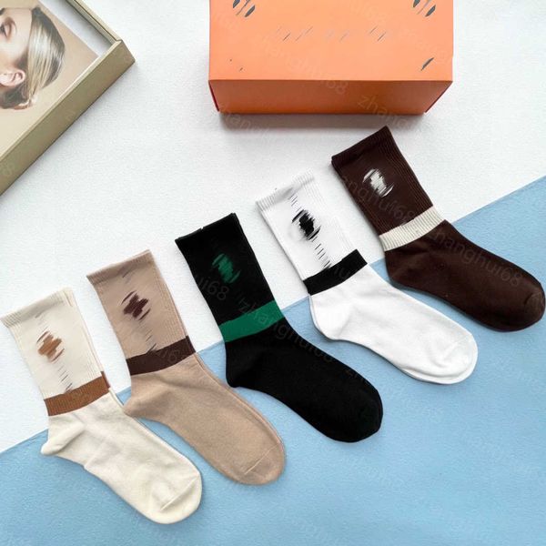 

23ss designer women socks stocking 5 pairs in box color matching letter jacquard summer socks pure cotton sweat-absorbent comfortable womens, Black;white