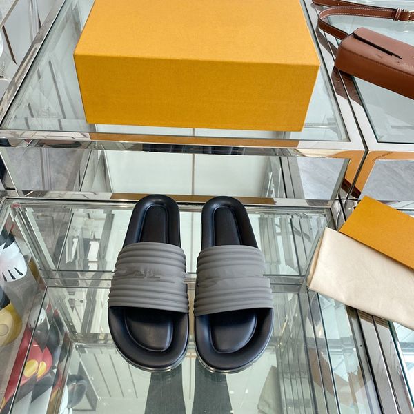 

designers sandals for men women fashion classic floral brocade slides flats leather rubber heatshoes platform 0614, Black