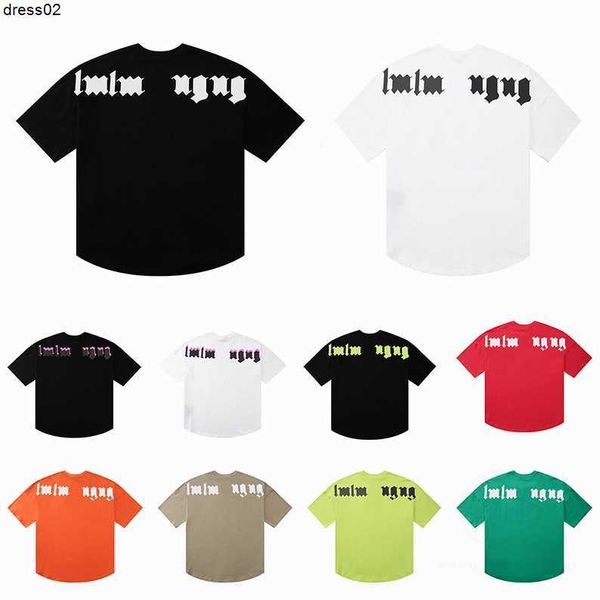 

mens t shirts women designers palms t-shirts tees polos man s casual chest letter shirt luxurys clothing street shorts sleeve clothes tshir, White;black