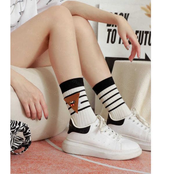 

23ss stocking designer women socks 3 pairs in box color matching streak animal decoration summer socks pure cotton sweat-absorbent comfortab, Black;white