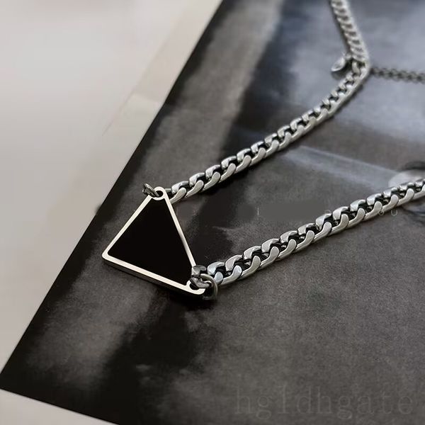 

classic designer necklaces symbole triangle pendant chains for mens trendy modern hiphop enamel fashion accessories letter women necklace in, Silver