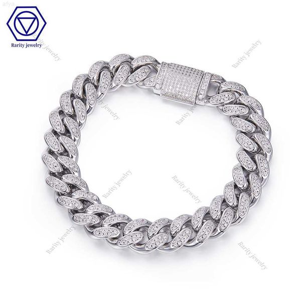 

rarity 2023 hip hop 10mm chain s925 silver white gold plated diamond moissanite men cuban link