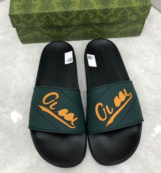 

slipper summer flat bottom leisure slipper men women beach slippers classic printing fashion women slippers designer rubber sandal, Black