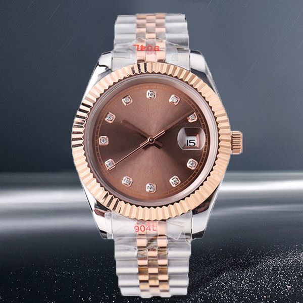 

mens mechanical watches 36 41mm automatic full stainless steel luminous waterproof 28 31mm quartz women watch couples style classic wristwat, Slivery;brown