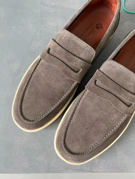 

real leather casual loro men dress shoes slip-on luxury design lp walk sneakers nubuck mocassin large size 45 46 hombre, Black