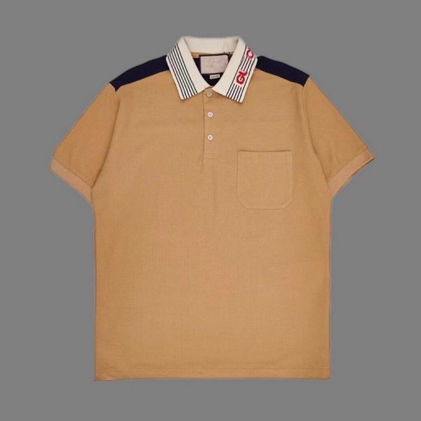 

men's polos shirts polo t-shirt loose buttons contrast tees high street letter printing short sleeve clothing, White;black