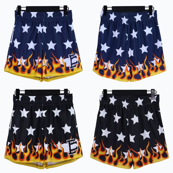 

designer shorts men's fashion loose casual breathable summer american star plus flame digital print sports shorts men's black roya, White;black