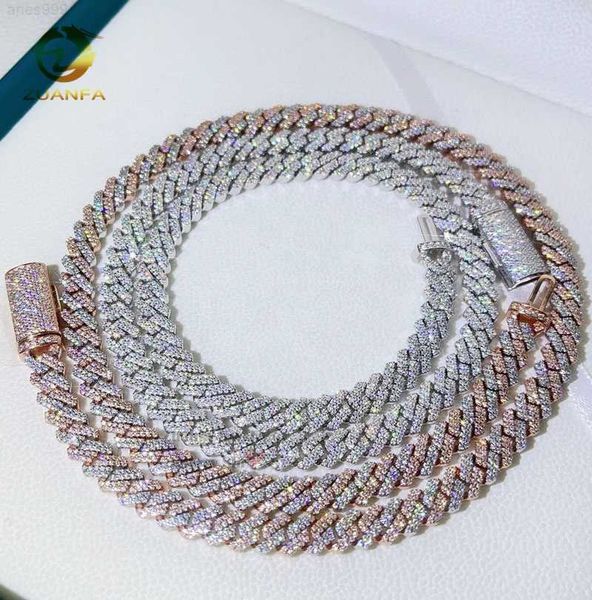 

gra 8mm double row iced out men women fashion stylish vvs diamond moissanite cuban chain, Silver