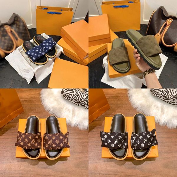 

with box designer women slippers leather sandals l slides summer flat flip flops oran sandal slides ladies beach sandal luxury h sandals l s, Black