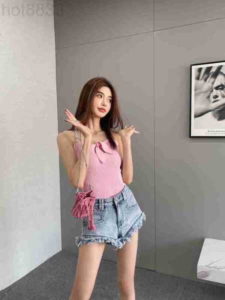 

women's t-shirt designer 2023 summer new vest hollow out grade casual shirt knitting sling fashion ootd polo mother's day birthda, White