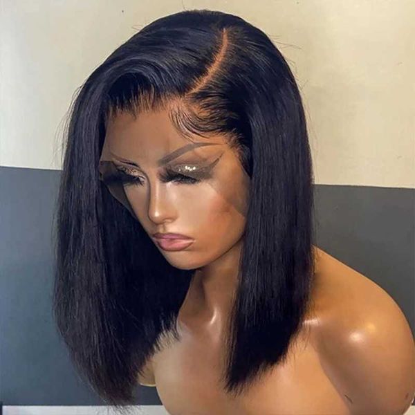 

bob wig lace front brazilian human hair wigs for black women pre plucked short natural 13x4 synthetic straight hd full frontal closure