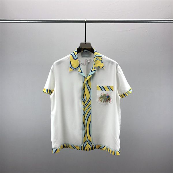 

2 luxury designers shirts men's fashion tiger letter v silk bowling shirt casual shirts men slim fit short sleeve dress shirt -3xl#100, White;black