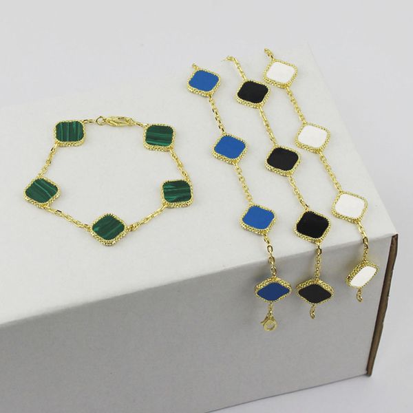 

vans clovers bracelet 19 colors fashion classic charm bracelets bangle chain 18k gold agate shell motherofpearl for women girl wedding mothe, Golden;silver