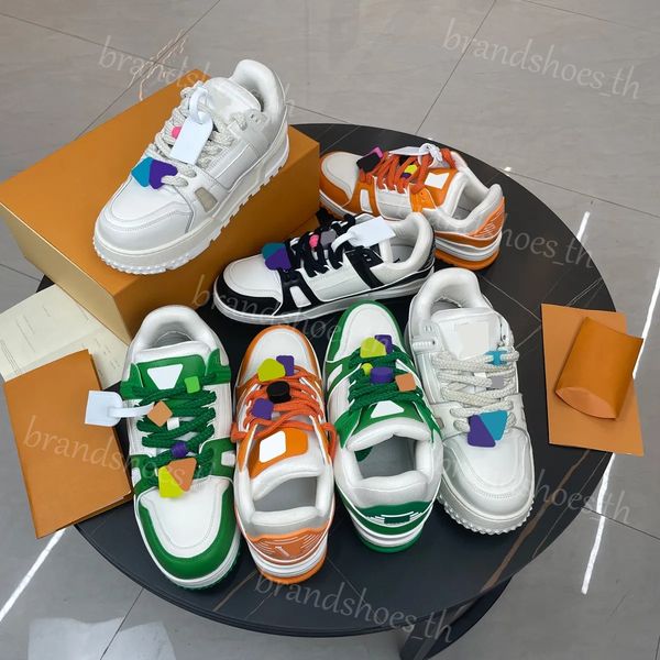 

trainer maxi designer sneakers men trainer women shoes platform sneaker flat leather trainer diy buckle shoe chunky vintage trainer with box, Black