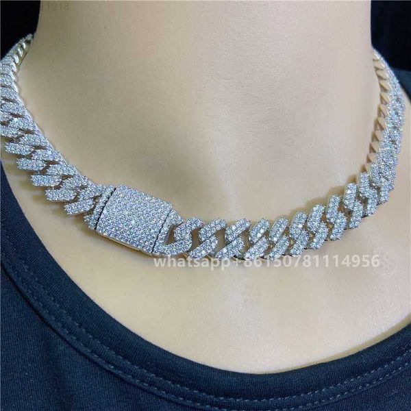 

sterling silver 925 lab diamonds mens cuban necklace iced out hip hop moissanite link