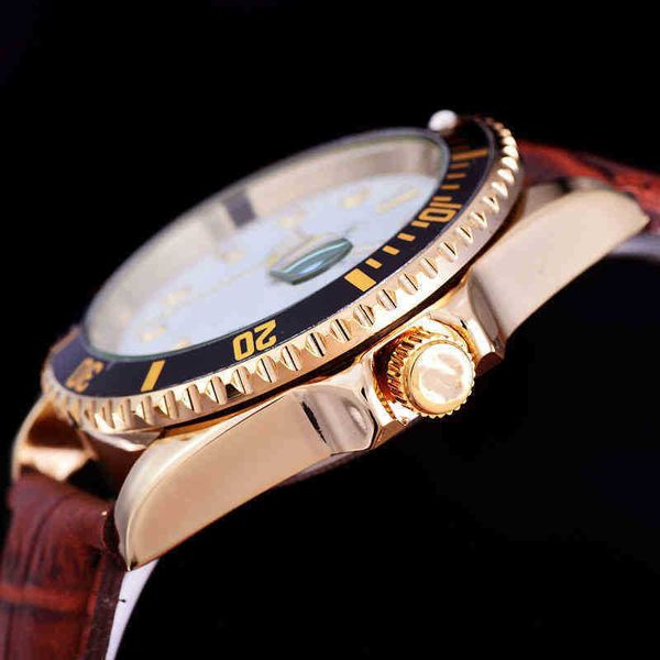 

luxury yachtmaster watch for men oyster perpetual unpg classic wristwatch genuine leather non-waterproof men's selling, Slivery;brown